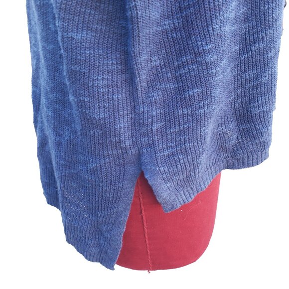 Eileen Fisher Sweater Blue Linen Knit V Neck Short Dolman Sleeve Hi Low Small - Picture 5 of 7